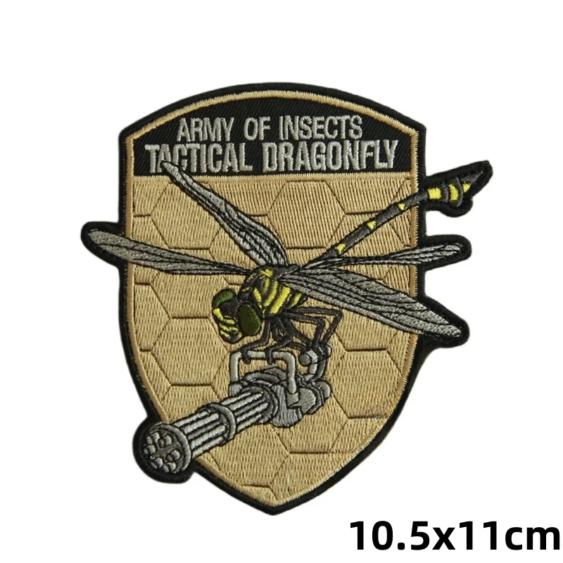 Parches bordados de gancho y bucle de la Legión de insectos, insignia de moral táctica, libélula, abeja, Mantis, equipo al aire libre, pegatina de mochila - imagen 4