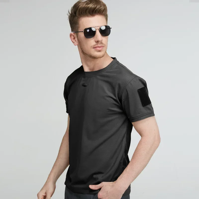 Camisetas de manga corta para hombre, camisetas informales transpirables de secado rápido, elásticas para correr al aire libre y senderismo, Verano - imagen 4