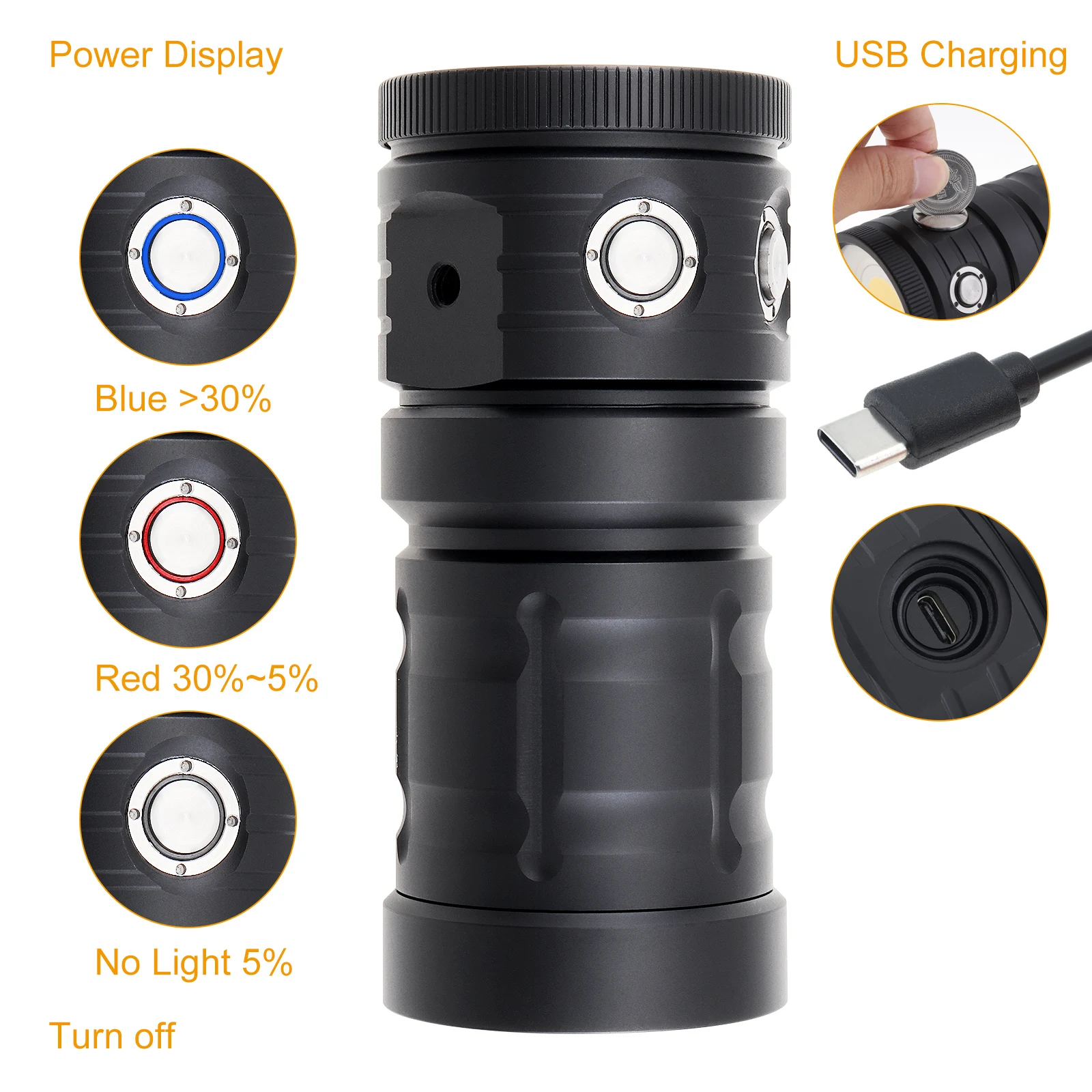 Luz de fotografía profesional de seguridad, lámpara de resaltado de 18000 lúmenes, COB, LED, linterna de buceo, IPX-8, 100M, antorcha de vídeo para cámara - imagen 5