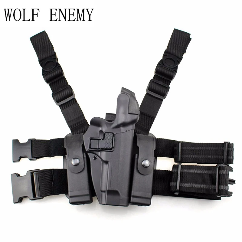 Funda táctica para pierna M92, cinturón de paleta para muslo derecho, nivel 3, funda para pistola de servicio de bloqueo con bolsa para linterna de revista para M9 M92 - imagen 3