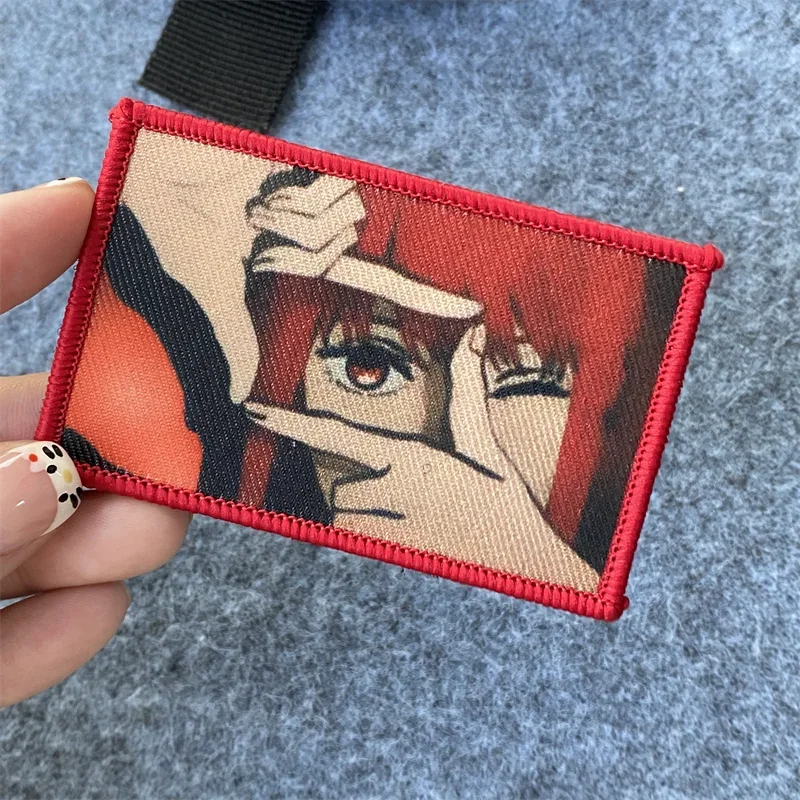 Anime 《Chainsaw Man》 parche estampado gancho y bucle tácticas militares insignia de moral brazalete mochila ropa pegatina decorativa
