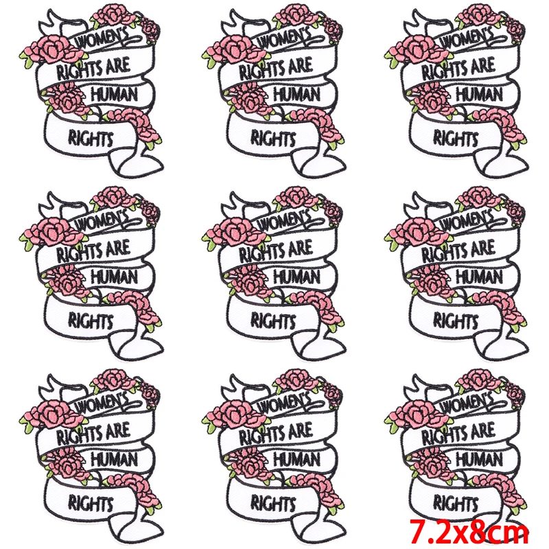 Lote de 10 parches feministas bordados para ropa de niña, Parche de costura potente/Fusible, parches para planchar, parches bordados para ropa - imagen 3