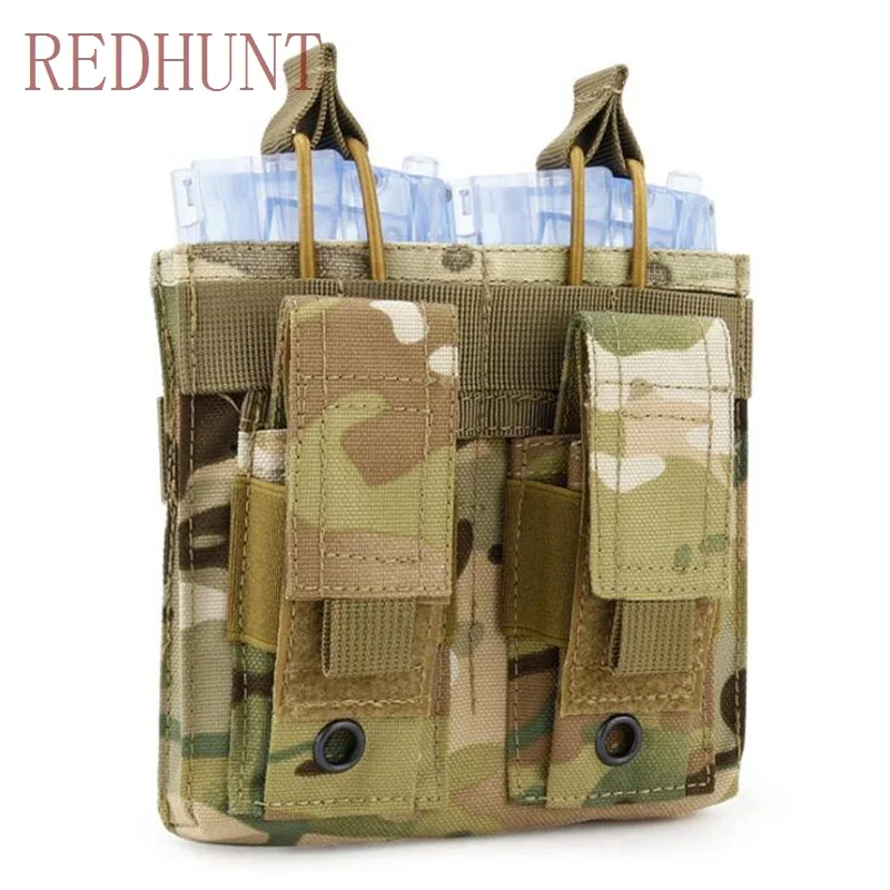 Bolsa doble para revista táctica Molle, paquete magnético con tapa abierta, equipo de caza, funda portadora de Rifle para bolsa de 9MM - imagen 4