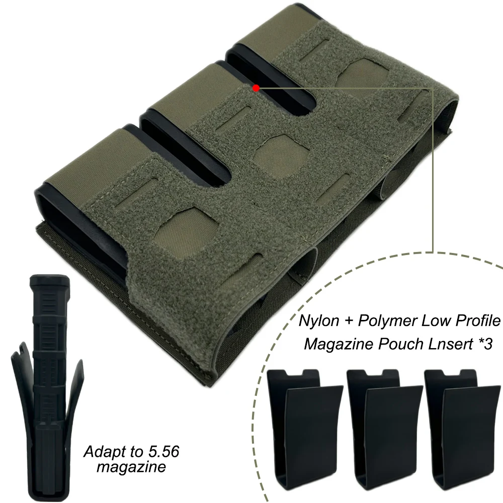 Bolsa de revista táctica de corte láser Triple 5,56, inserto de revista incorporado, accesorios de chaleco MOLLE, equipo de chaleco Airsoft de caza - imagen 4