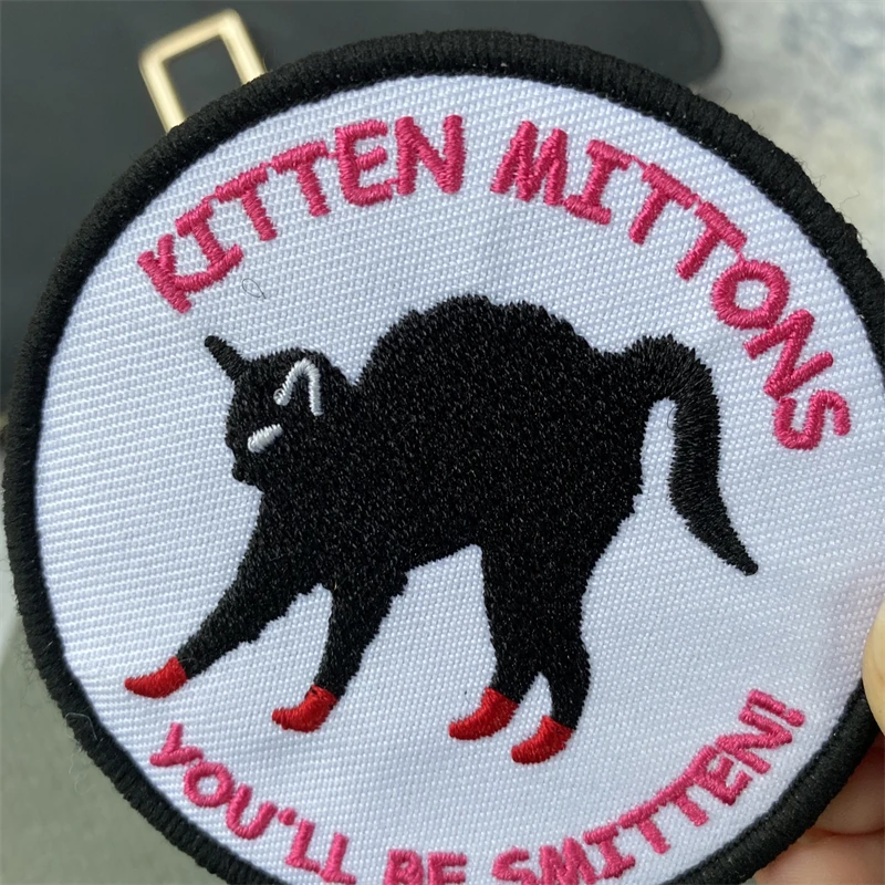 Manoplas de gatito, parche bordado militar de gato táctico, brazalete, insignia de moral, pegatinas para mochila de ropa Hoo & Loop - imagen 2