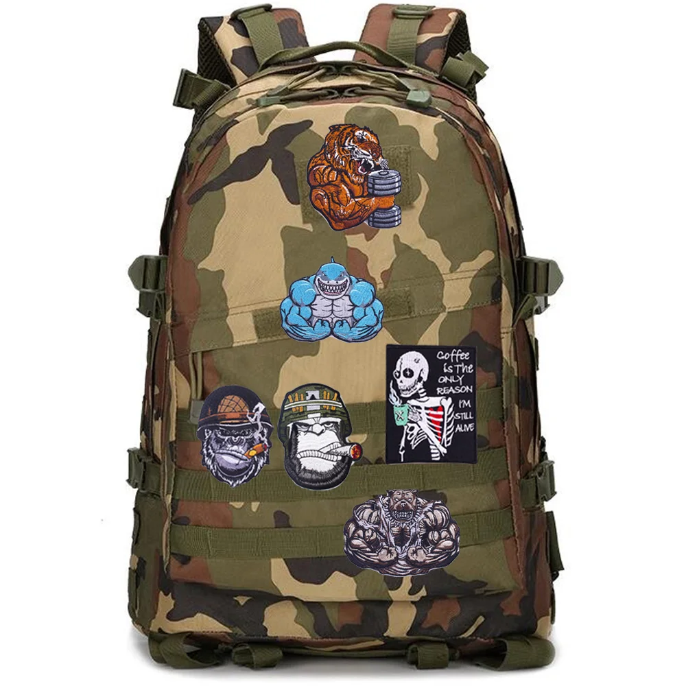 Bolsa bordada de gorila estilo Punk, insignia de accesorios, serpiente de ojo de dibujos animados, chaqueta DIY con gancho para mochila y pegado de parche de bucle - imagen 3