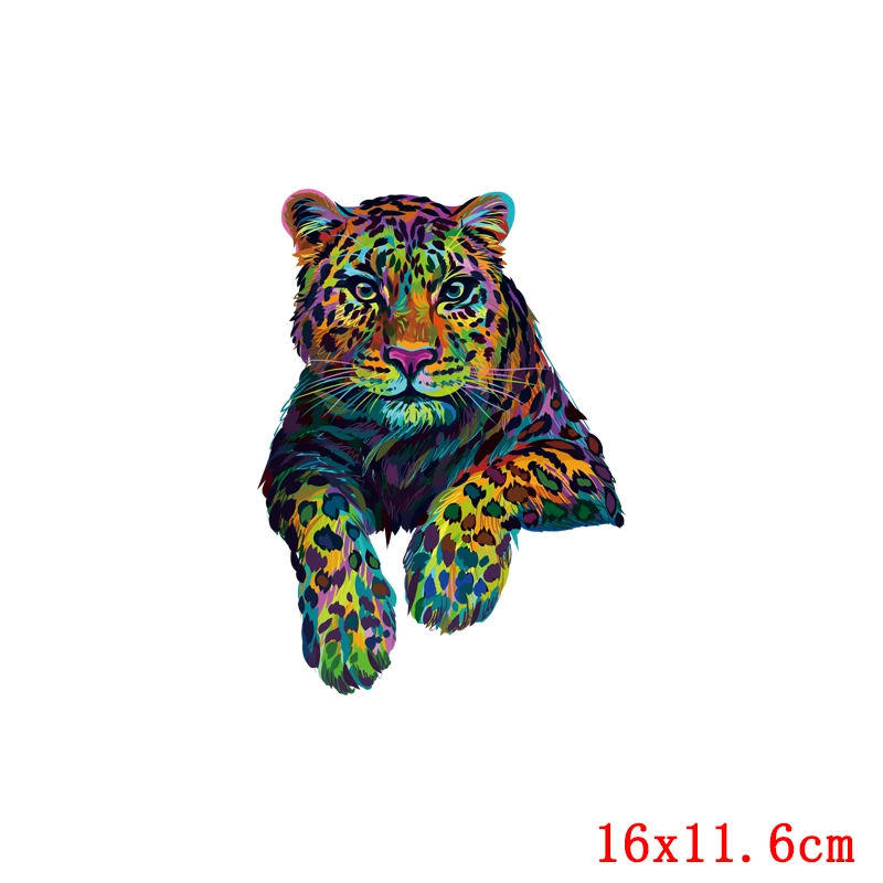 Parche de animales, pegatina térmica para ropa, parches Punk de leopardo, Lobo para camiseta, transferencia de hierro para ropa, apliques térmicos DIY - imagen 5