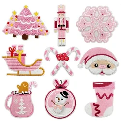 Parche bordado termoadhesivo Cascanueces Papá Noel navideño rosa