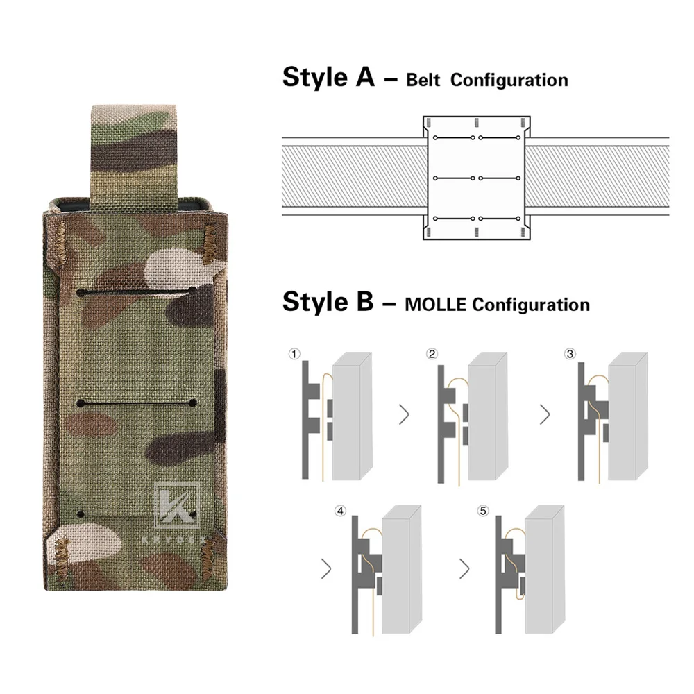 KRYDEX-bolsa táctica para revista de una sola pistola, soporte de nailon MOLLE Mag con inserción Kydex, cinturón de trabajo, chaleco, equipo de caza, 9mm - imagen 5