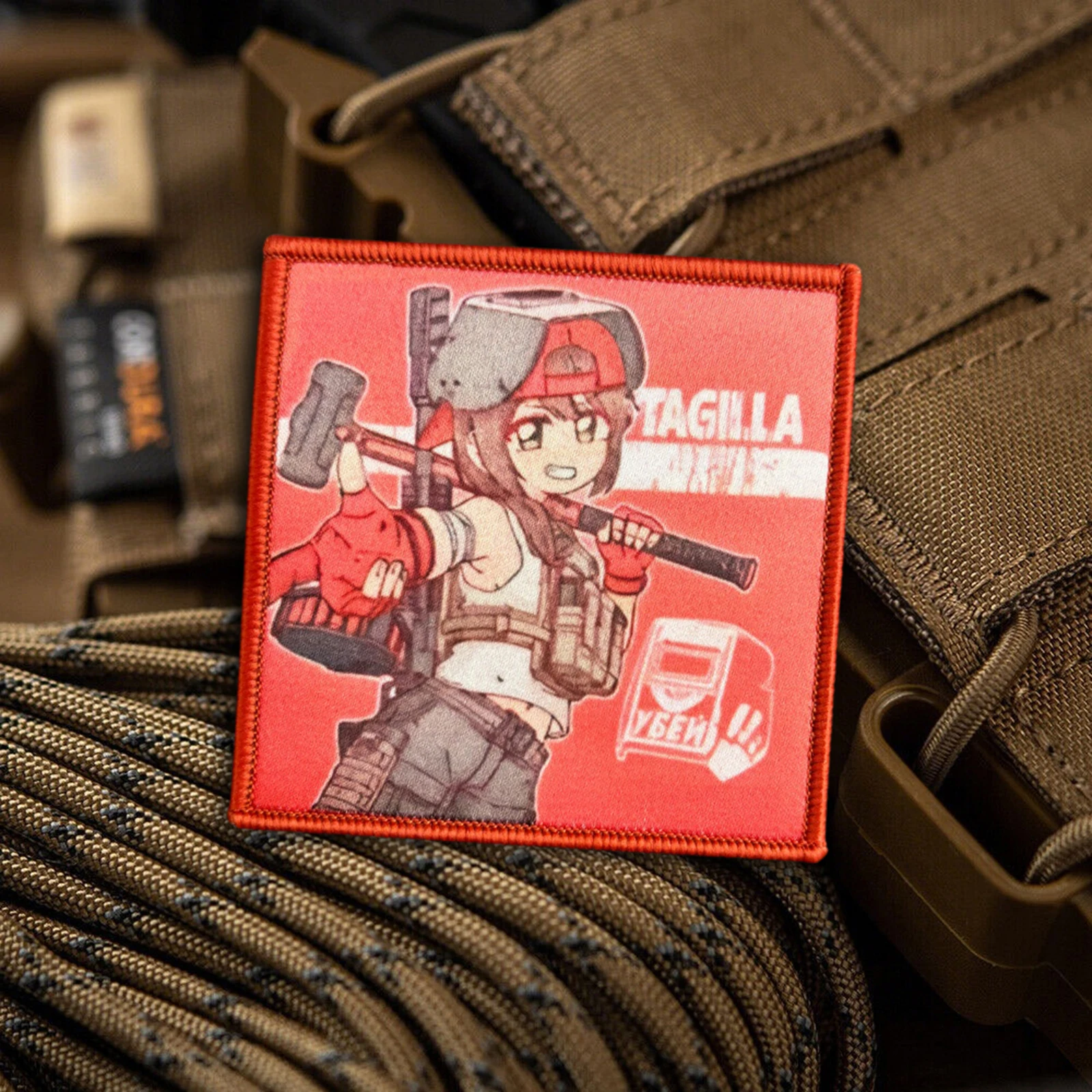 Taglla-parche táctico de Chica de Anime, parches de gancho y bucle para ropa, insignia de moral, brazalete del ejército militar, pegatinas para mochila