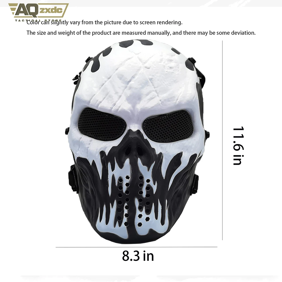 AQzxdc Máscara Airsoft, Máscara Cara Completa de Calavera para Halloween Airsoft CS Juego Cosplay y Mascarada - imagen 3