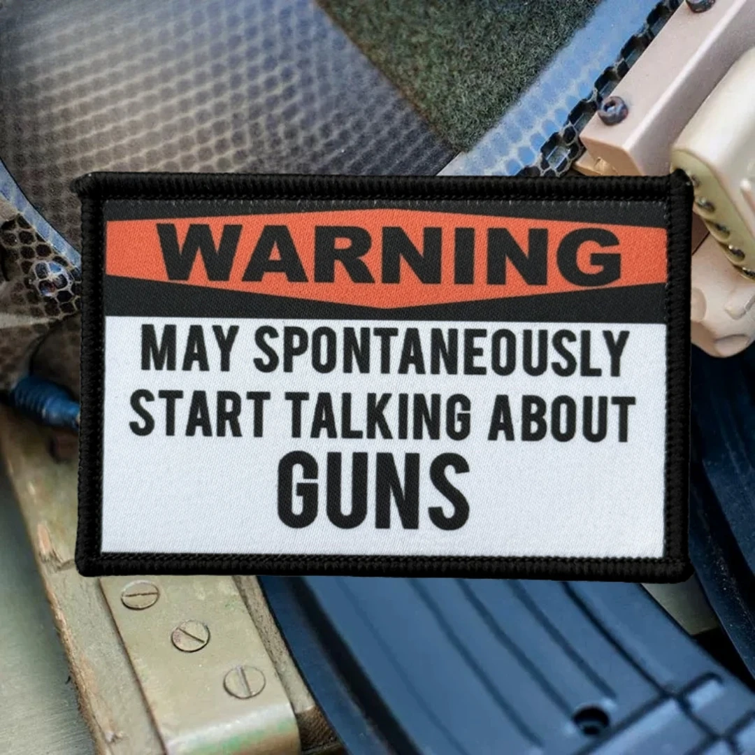 Parche táctico de moral de advertencia "May Start Talking about Guns", parches de gancho y bucle impresos para ropa, pegatina para mochila militar - imagen 5