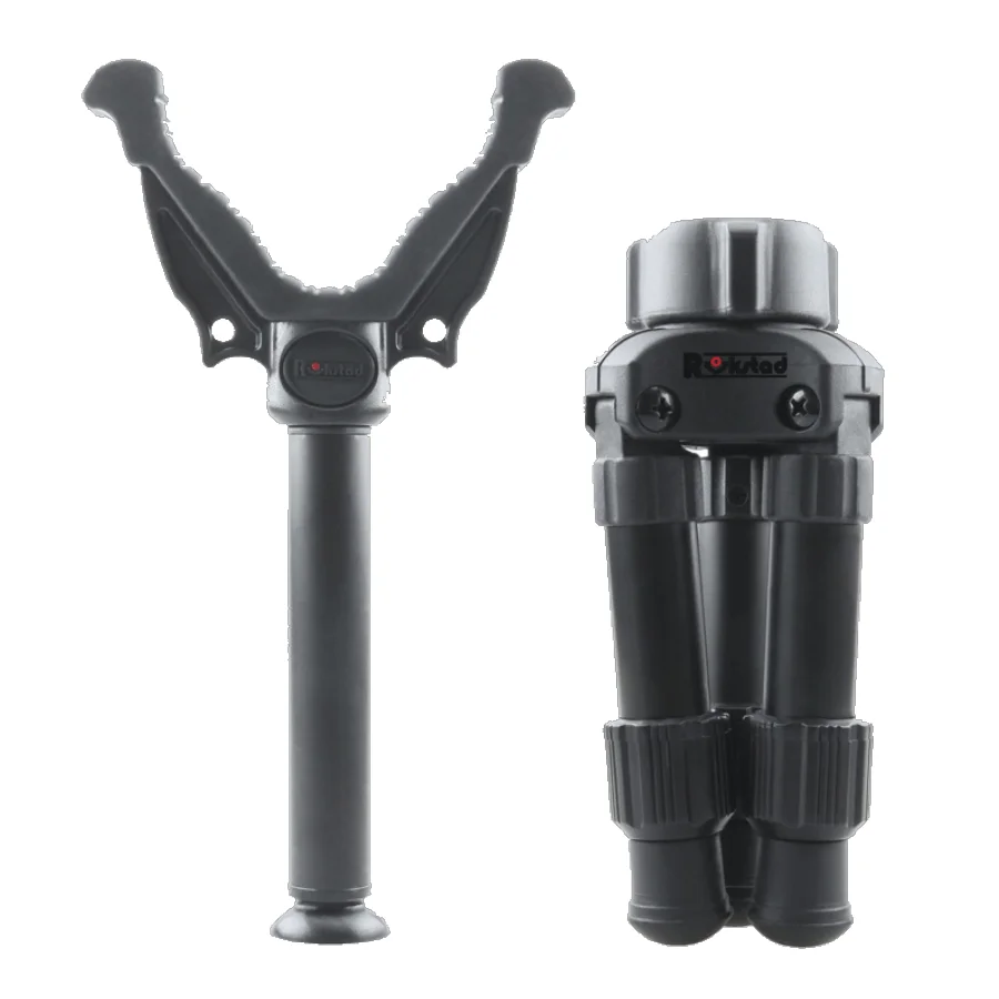 Trípode de tiro de caza profesional, cabeza de yugo en V ajustable, Mini cámara de aluminio, soporte de trípode portátil para disparar al aire libre - imagen 5