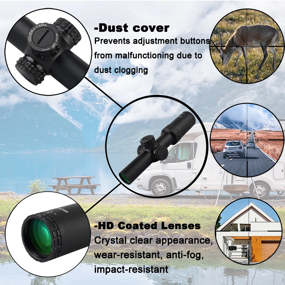 Mira telescópica óptica con Zoom ajustable HD, visor táctico de caza, montaje en riel de 11mm/20mm, 1-5X24IR, rojo/verde - imagen 4