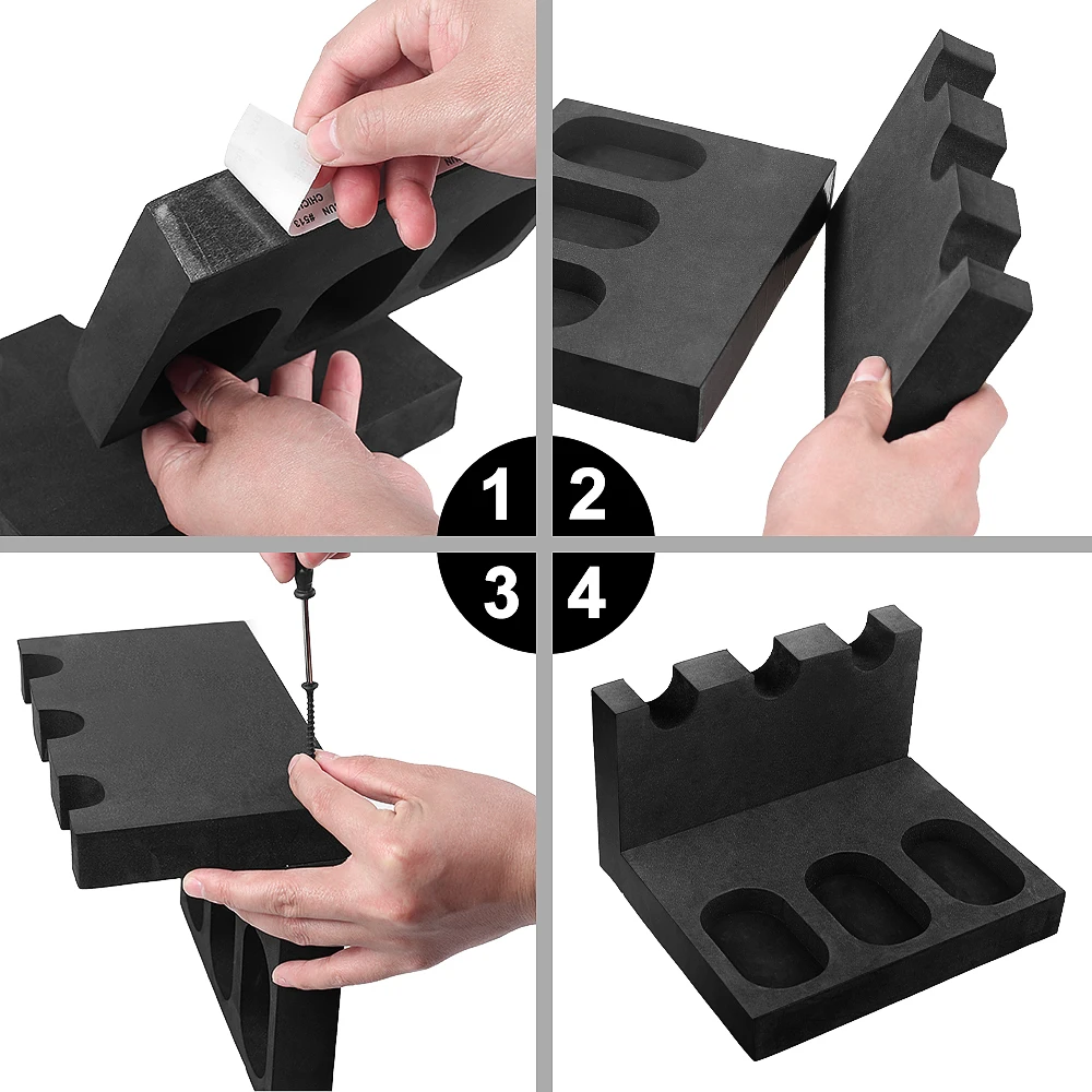 Soporte para pistola con 2/3 ranuras, soporte autoadhesivo de espuma para pistola Airsoft, soporte de exhibición para almacenamiento de pistola, organizador de revistas para reloj - imagen 4