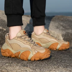 Zapatos de senderismo de cuero de vaca para exteriores, zapatillas deportivas impermeables antideslizantes que absorben los golpes, botas de montaña para mujer