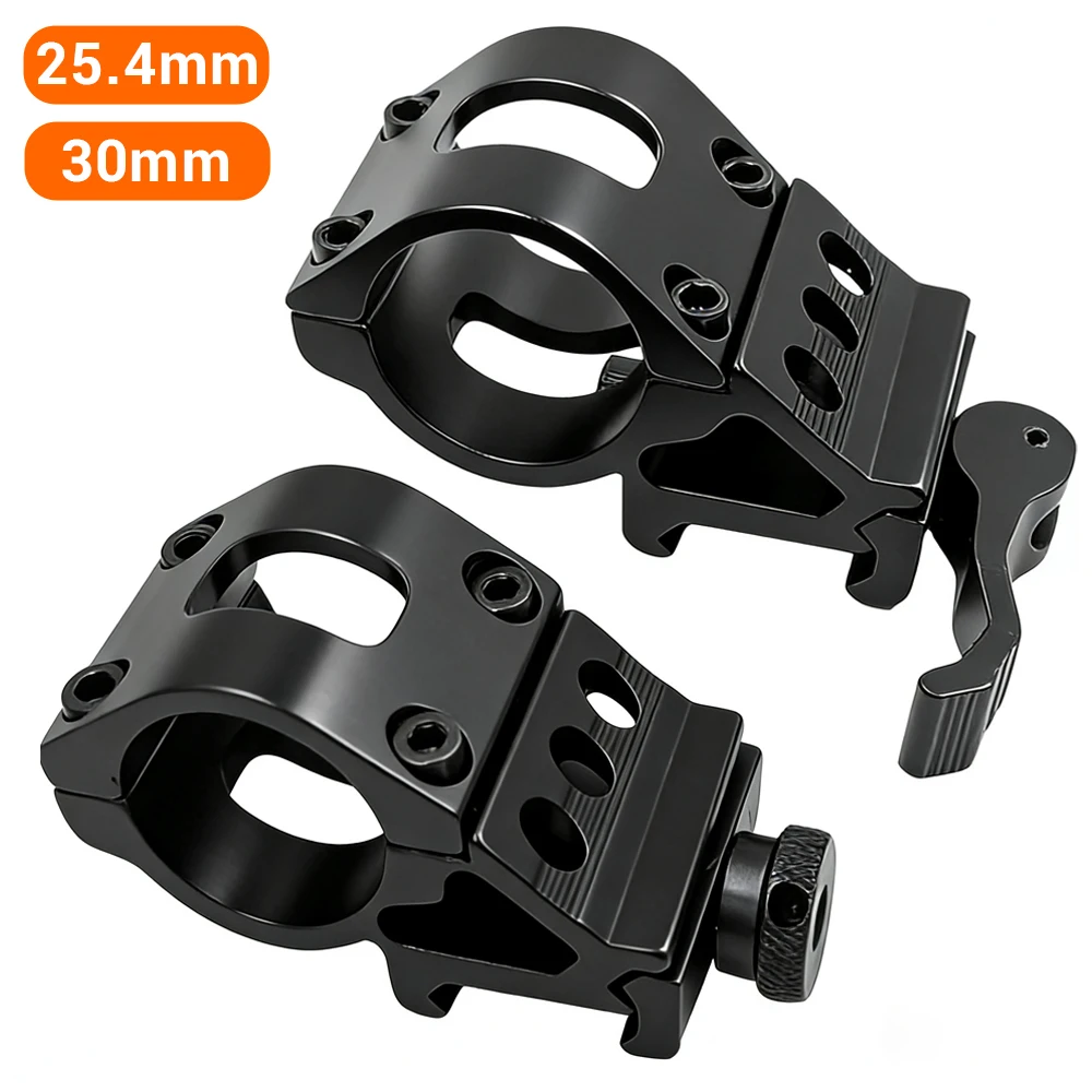 Montaje en riel Picatinny Offset de 25,4mm/30mm, soporte de linterna de liberación rápida para riel Picatinny de 20mm, soporte de alcance de 45 grados