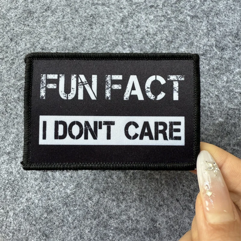 Fun Fact I Don't Care Parche táctico con gancho y bucle, insignia de moral, apliques para mochila para ropa - imagen 5