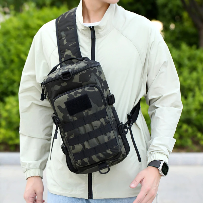Bolsas tácticas al aire libre para hombre, bolsa de pecho Molle para escalada, senderismo, Camping, deportes, viajes, pesca, ciclismo, bolso cruzado con gancho y bucle - imagen 2