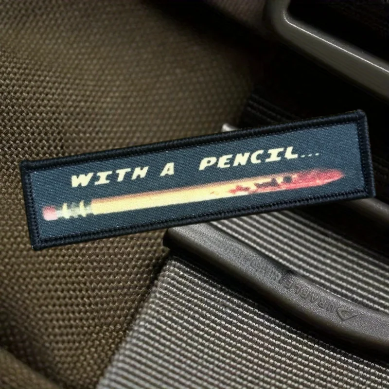 Bring A Pen-parche con estampado de lápiz de sangre para chaleco, insignia de moral con gancho y bucle, pegatinas decorativas para mochila, parches para brazalete para ropa - imagen 5