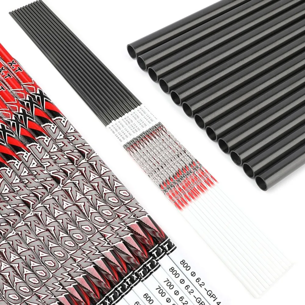6/12 Uds 32 "eje de flecha de carbono puro ID6.2mm tiro con arco SP300 350 400 500 600 700 800 arco caza tiro objetivo flecha DIY varilla
