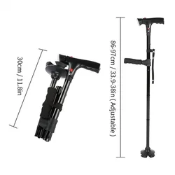 Bastón extensible con luz LED y alarma para mayores