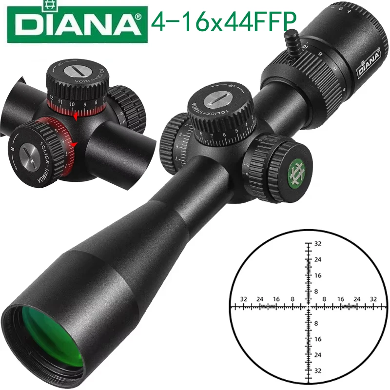 DIANA ED-MIL 4-16x44 FFP alcance compacto primer plano Focal miras ópticas tácticas nuevas mira telescópica de caza con iluminación