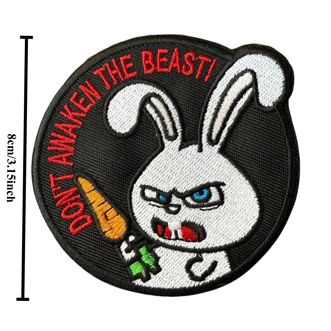 ¡No despertar la bestia! Parche táctico de conejo, parches bordados con gancho y bucle, insignia de moral militar, brazalete del ejército, pegatinas para mochila - imagen 4