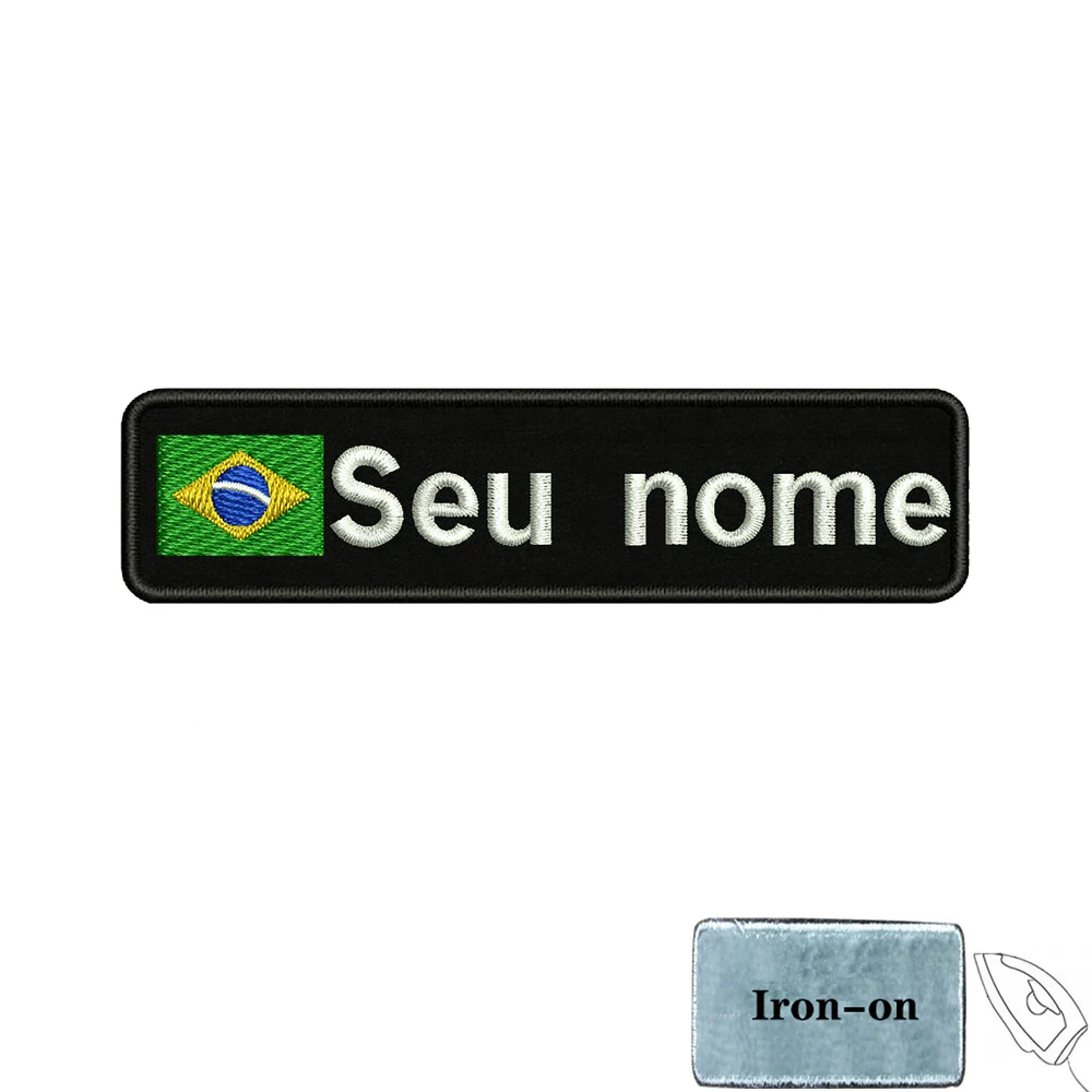 1 unidad de 10cm x 2,5 cm bandera brasileña Brasil personalizado nombre parche rayas insignia etiquetas brazalete hierro o gancho bucle bordado - imagen 4