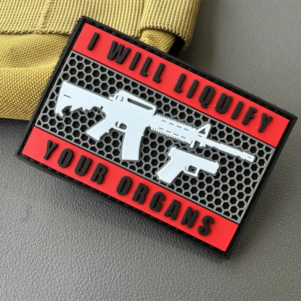 Parche táctico violento cuando sea necesario, Parche de gancho y bucle de PVC, Calavera militar con pistola, insignia de moral, brazalete, mochila, pegatinas para ropa - imagen 5