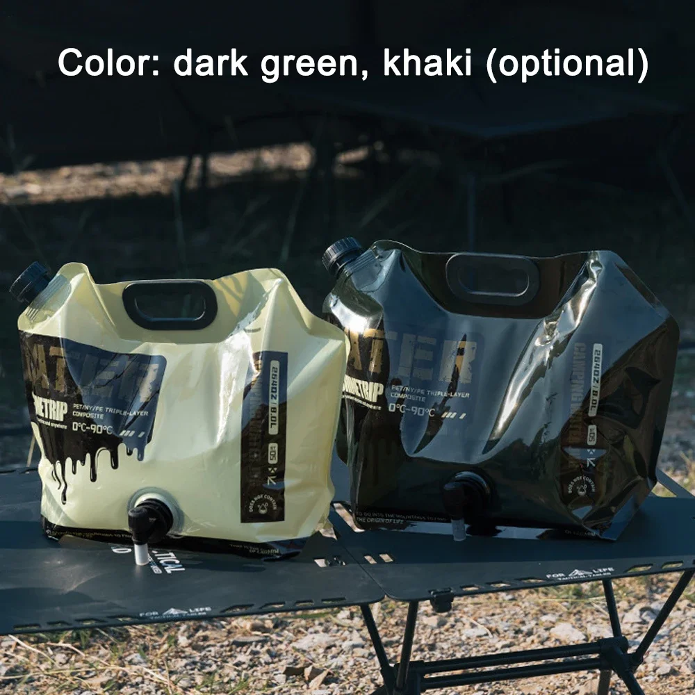 Bolsa de agua para acampar de 8L, contenedor de agua portátil multiusos, bolsa plegable sin fugas con grifo, suministro de Camping ShineTrip - imagen 5