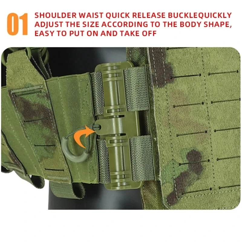 Chaleco de combate ligero de liberación rápida, ropa táctica de caza, corte láser, equipo negro, novedad de 6094 - imagen 3