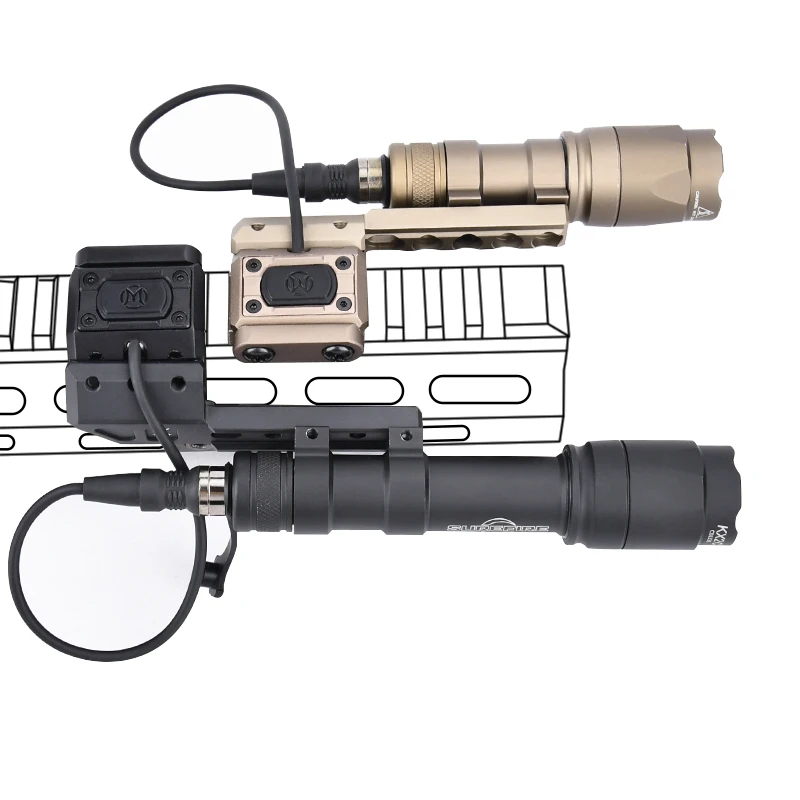 WADSN, interruptor de presión, interruptor de presión de montaje lateral, linterna Surefir M300M600, luz de exploración izquierda/derecha, conjunto de Base de Metal para caza - imagen 5