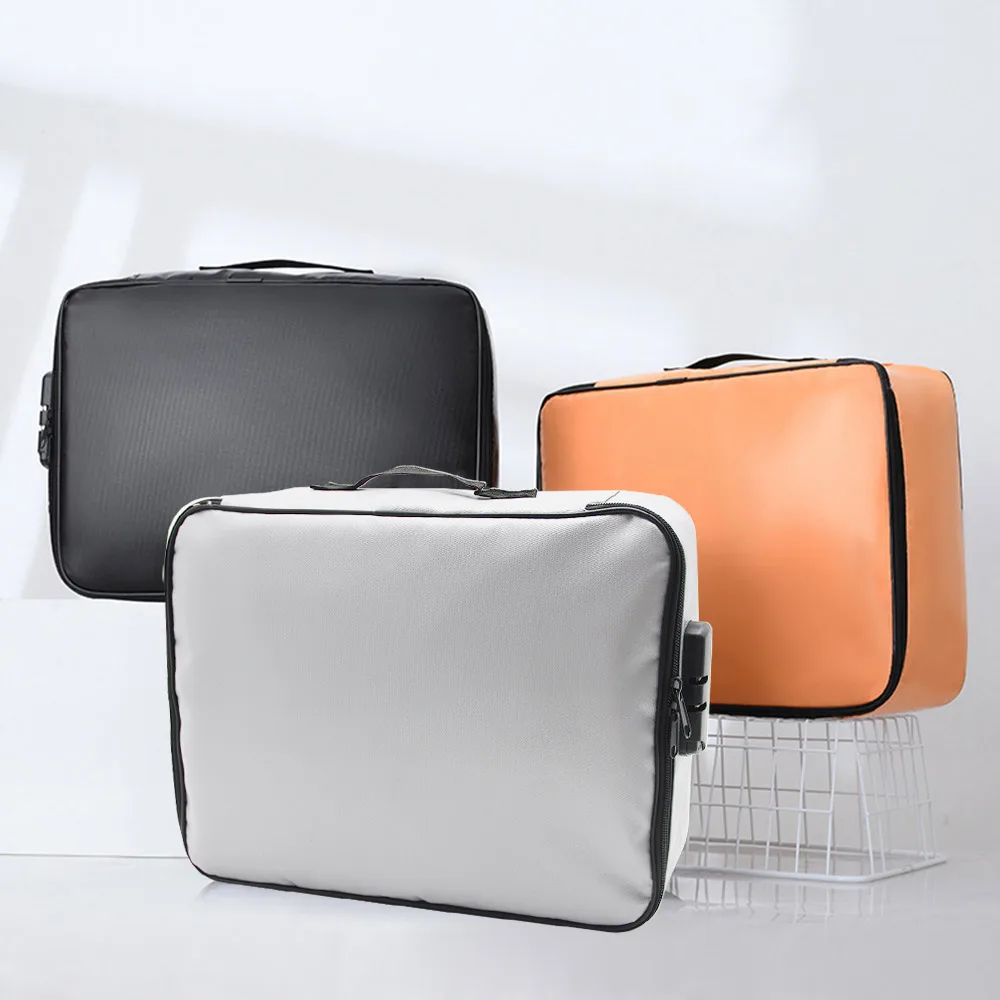Bolsa ignífuga con contraseña para documentos, almacenamiento de dinero impermeable para archivos de viaje, papeles seguros, organizador de seguridad con cremallera, estuche para tarjetas multicapa - imagen 4