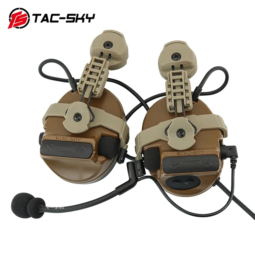 TS TAC-SKY casco táctico auriculares COMTA III cancelación de ruido Walkie Talkie PTT auriculares con adaptador de riel de arco y u94 ptt - imagen 4