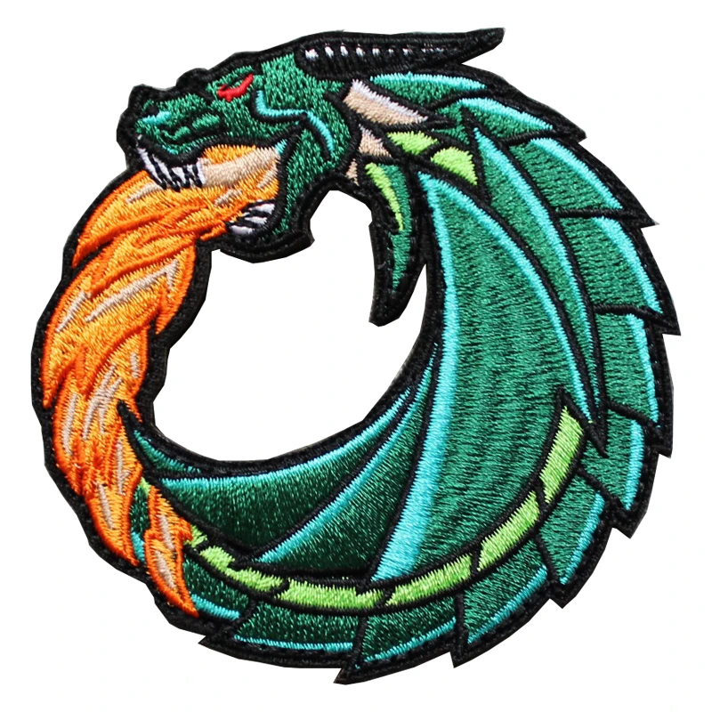 Accesorios para bolsa al aire libre, brazalete de dragón de hielo, insignia Premium totalmente bordada, corte ahuecado, moral, dragón de fuego, parche para casco DIY - imagen 4