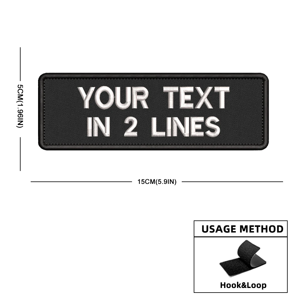 Parche de nombre personalizado de 15x5cm, parches personalizados, insignia bordada de una o dos líneas, emblemas de rayas, bucle de hierro o gancho - imagen 5