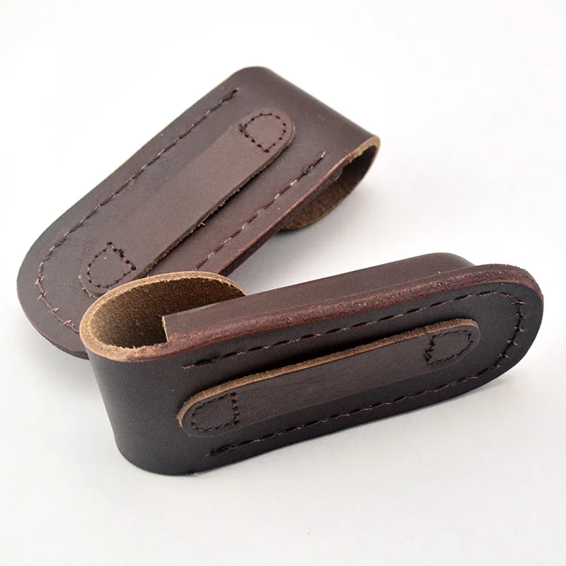 Herramienta para cuchillo plegable marrón, linterna, cinturón, estuche protector, funda de cuero, bolsillo, caza, campamento, equipo de transporte al aire libre, 1 unidad - imagen 4
