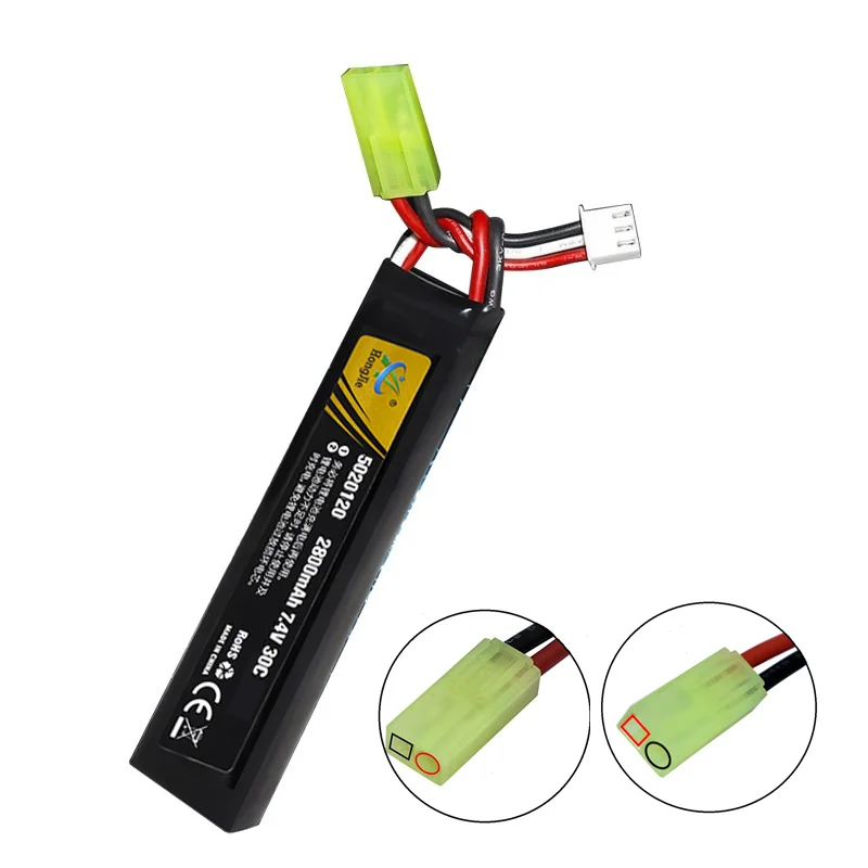 Batería Lipo de 7,4 v y 2800mAh para pistola de agua, batería recargable de 2S y 7,4 V para Mini pistola de aire Airsoft BB, juguetes eléctricos, piezas de pistolas - imagen 5