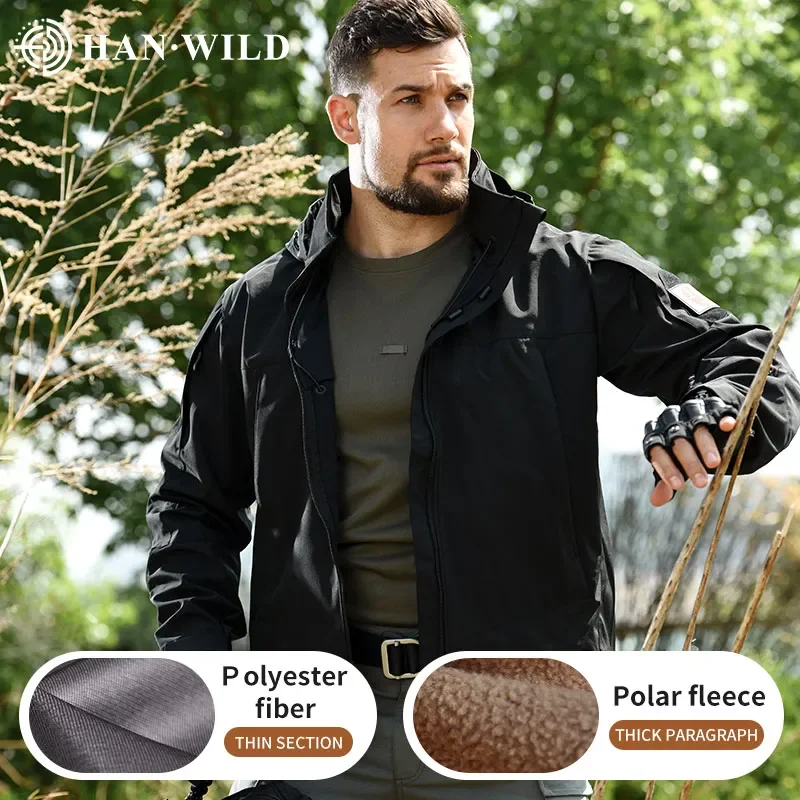 Chaquetas tácticas Softshell, ropa para hombre, cortavientos impermeable, Sudadera con capucha para acampar, abrigo de trabajo, chaqueta polar con múltiples bolsillos - imagen 4