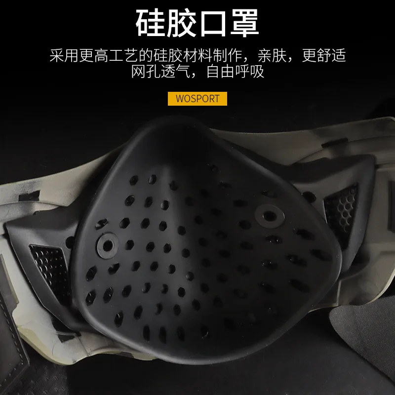 Mascarilla de silicona para exteriores, máscara de media cara, camuflaje, protección facial transpirable, CS - imagen 3