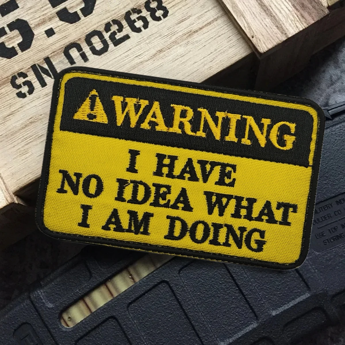 ADVERTENCIA NO HAVE IDEA WHAT I AM DOING Parche táctico moral bordado gancho y bucle parches personalizados mochila pegatina del ejército militar