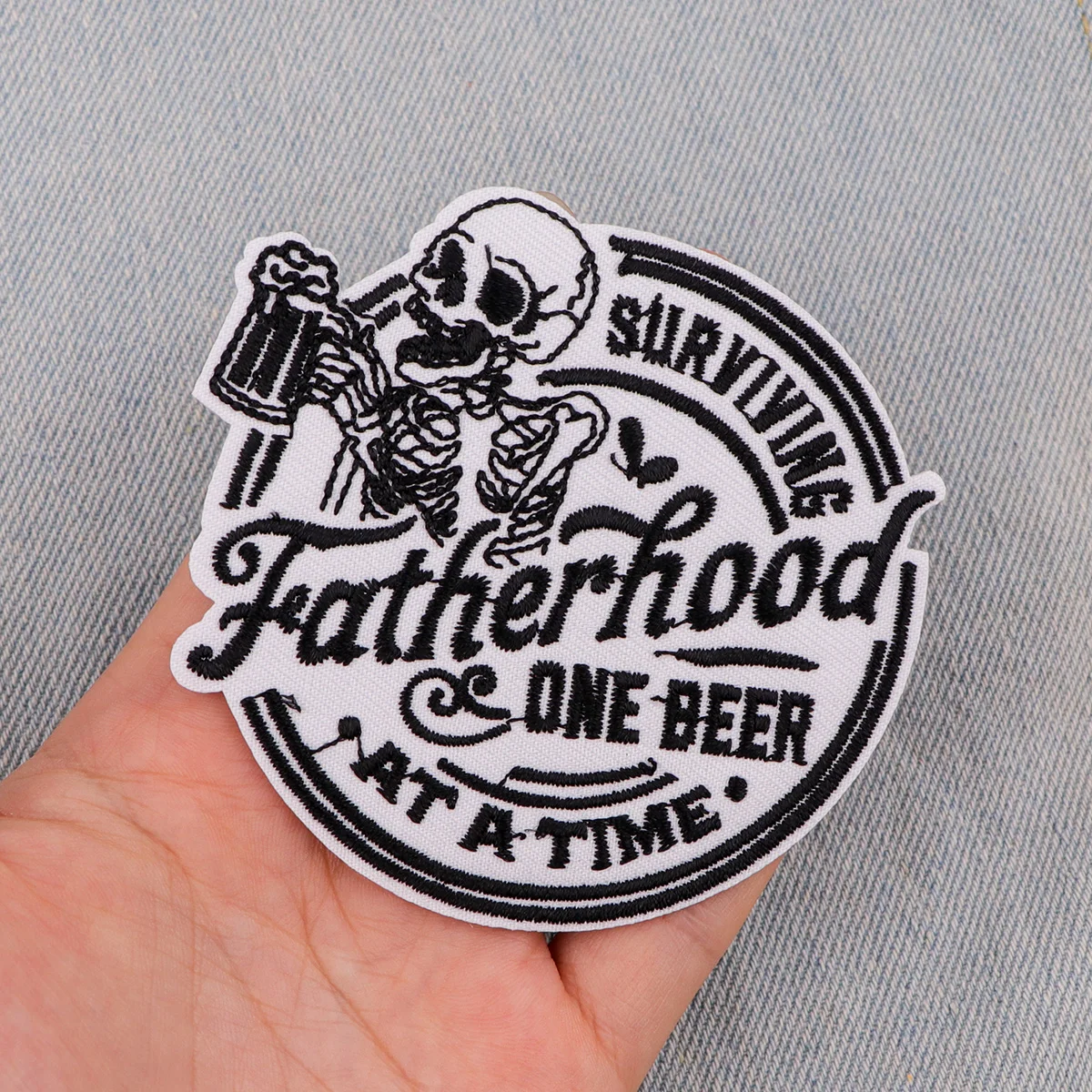 Parche bordado de esqueleto de Halloween, parches termoadhesivos Punk para planchar en la ropa, insignias de costura DIY - imagen 3