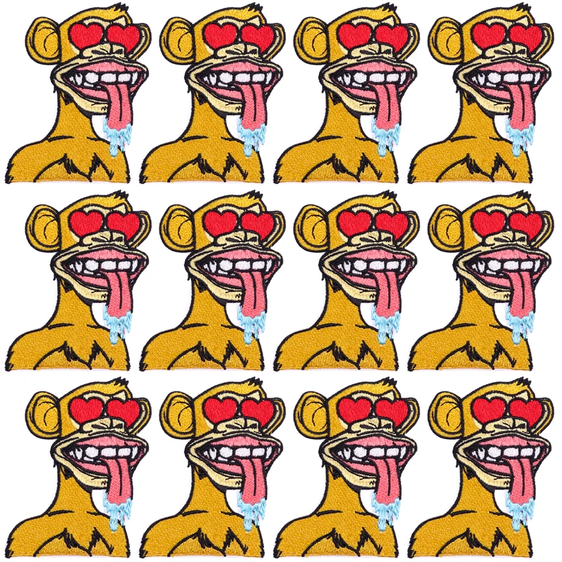 Parche bordado de Animal Punk para ropa, pegatinas de bucle de gancho DIY, 10 piezas por lote - imagen 3