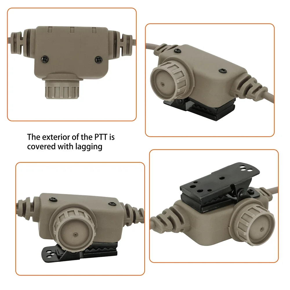 Táctico U94 PTT Push To Talk RAC Ptt Kenwood 2 pines para auriculares militares Airsoft de tiro auriculares tácticos con enchufe de 7,00mm - imagen 5