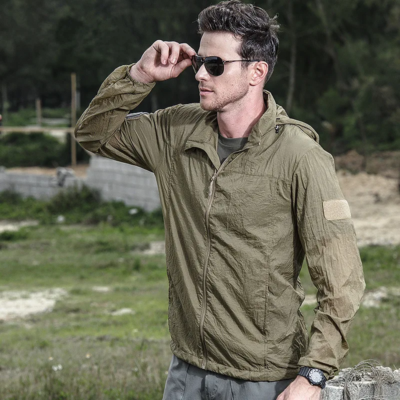 Chaqueta de secado rápido para hombre, abrigo táctico militar impermeable, piel fina, cremallera, prendas de vestir ultraligeras, primavera y verano - imagen 2
