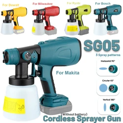 Pistola pulverizadora eléctrica para Makita/Bosch/Dewalt/Milwaukee/Ryobi, pistola pulverizadora de batería de iones de litio de 18V, pulverizador de pintura, valla, pistola eléctrica Cordle