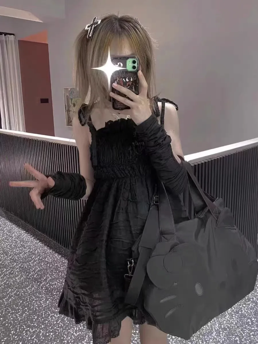 Lawaia-Bolso grande con asa de equipaje para mujer, bandolera informal de 45cm, a la moda, color negro - imagen 3