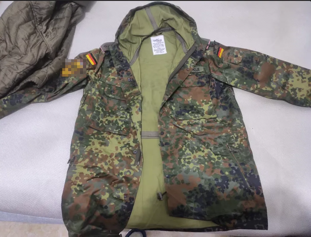 Cortavientos táctico de camuflaje manchado de la selva alemana, chaqueta a prueba de viento de longitud media para exteriores, chaqueta BDU y pantalones de entrenamiento - imagen 3