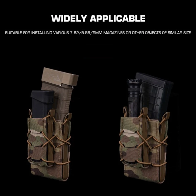 Bolsa doble para revistas de 5,56 + 9mm, funda Tiger de tamaño completo V2 Mag, bolsa de herramientas Molle, linterna, cuchillo, bolígrafo, chaleco funcional, riñonera - imagen 3